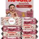 Huggies Nourish Scented Baby Wipes, 10 Push Button Packs (560 Wipes Total)
