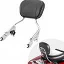 Detachable Passenger Backrest Compatible with 2009-2024 Harley Davidson Touring Street Glide Road King Electra Glide Ultra Limited, Chrome Quick Release Sissy Bar with PU Leather Pad
