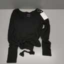 REORIA Women's Sexy Basic Scoop Neck Long Sleeve Double Lined Layering Slim Bodysuit Tops (Black, S)