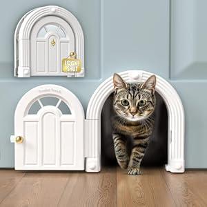 Purrfect Portal Meow Manor Cat Door Interior Door - No-Flap, Fits Cats Up to 20 lbs, Easy DIY Setup, No Training Needed (Black)