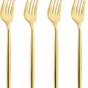 U-QE 180Pcs Gold Plastic Forks - 7.6 Inch Heavy Duty Plastic Forks, Heavyweight Gold Plastic Silverware Perfect For Parties & Weddings and Other Daily Events
