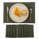 ANDSTAR Polyester and PVC Double Sided Placemats of 8 Place mats Stain Resistant Heat Resistant Oil-Proof Non-Slip Waterproof Easy to Clean Placemats for Dining Table(Deep Green)