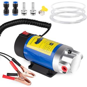 Oil Extractor Pump 12V 100W, Ultra-Quiet Fluid Transfer Pump for Engine Oil, Transmission Fluid, Gear Oil Change - Self-Priming Oil Change Pump for Car, Boat, Motorcycle, Mower, RV (3 Hoses+Adapters)