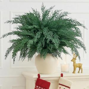 Christmas Cypress Stems for Vases Cedar - Real Touch Realistic Artificial Faux Greenery Pine Branches Fillers and Holiday Home Decor 18 inch Long 10 Pcs