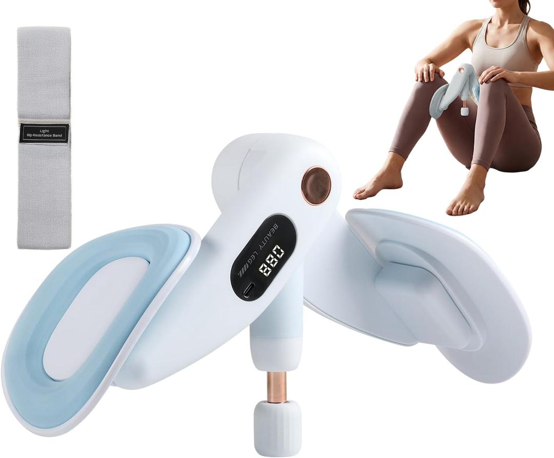 Inner Thigh & Pelvic Floor Trainer for Women, Adjustable Hip Toner with LED Counter, Compact Kegel Exercise Device for Home, Office & Postpartum (Blue)