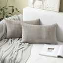MIULEE Pack of 2 Lumbar Pillow Covers Super Soft Corduroy Decorative Throw Pillows Light Grey Couch Home Decor for Cushion Sofa Bedroom Living Room 12x20 Inch Inch