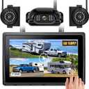 Wireless RV Backup Camera System 7" 1080P Touch Screen & 3 Cameras, Compatible with Furrion Pre-Wired Plug, DVR Monitor & Waterproof Night Vision Rear Side View Camera for Trailer Truck, A13
