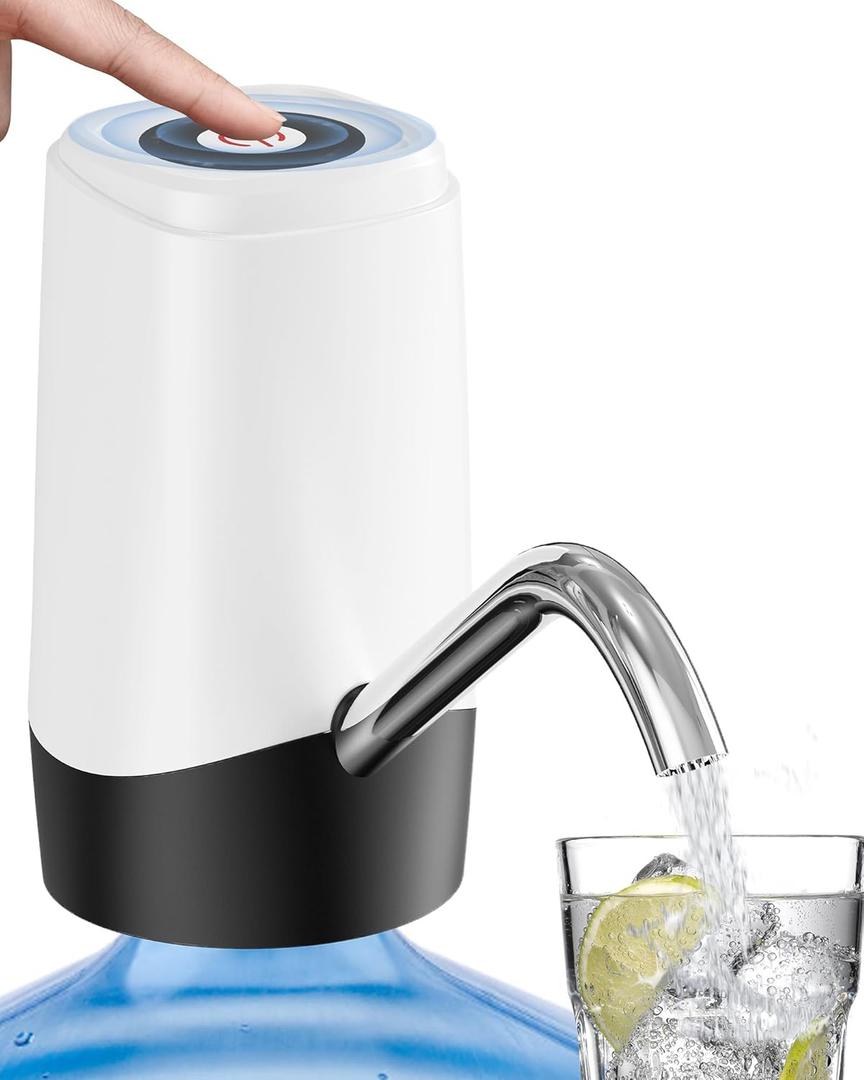 Water Dispenser Pump, USB Charging Automatic Drinking Water Pump for Mini Water Jug Dispenser Portable, Ideal for Home Kitchen Living Room Office Camping (White-black)