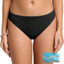 Beautikini Period Swimwear Bikini Menstrual Swim Bottoms Leakproof Low Waisted Period Bathing Suit Bottoms for Teen Girls (Small, Black)