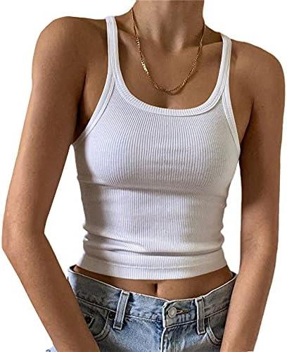 Artfish Women's Sleeveless Tank Top Form Fitting Scoop Neck Ribbed Knit Basic Cami Shirts (SMALL)