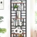 HOMISSUE Corner Shelf, 7 Tier Tall Narrow Bookshelf 82.6", Industrial Corner Bookcase with Storage for Home Office Living Room and Bedroom, Brown