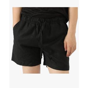 Mens 100% Linen Casual Shorts with Elastic Waistband Summer Drawstring Pockets Relaxed Fit Lounge Shorts, Size:Small, Black