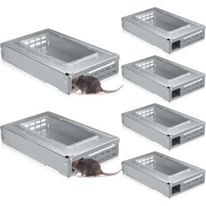 Qualirey 4 Pack Multi Catch Mice Trap Clear Top Humanized Mouse Trap Rodent for Indoor Outdoor Rat Control Pet and Security (6.3 Inch,Silver)