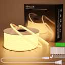 AC 110V COB LED Strip Lights 98.4ft, 3000K Warm White LED Rope Light Outdoor Waterproof, 10W/M CRI 90+ Flexible Cuttable, for Bedroom, Living Room, Garden, Commercial, House