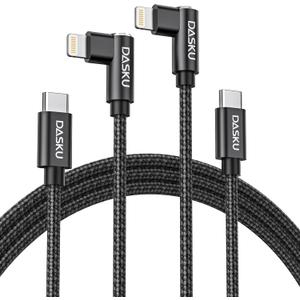 USB C to Lightning Cable for iPhone 2Pack 6FT Right Angle 90 Degree iPhone Charging Cable Long Nylon Braided USB C iPhone Charger Compatible with iPhone 14/13/Pro/ 12/Max/11/XS/XR/8/Plus