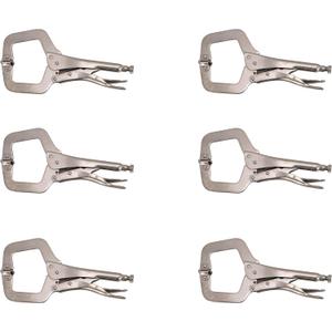 HFS (R) 6 pc - 11 C-Clamp Locking Pliers, with Swivel Pads Heavy Duty C-Type Locking Plier Table for Welding and Woodworking