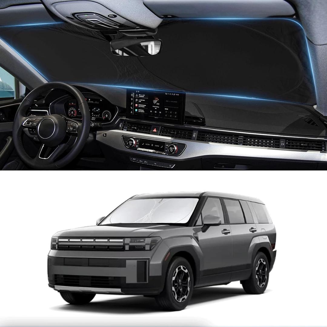 Custom Sunshade for Santa Fe Windshield Sun Shade for 2026 2025-2019 Hyundai Santa Fe, SE, SEL, SEL Plus, Limited, Ultimate Accessories Heat Insulation Cooling Front Window Cover for Windshield