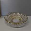 Yiyiring Gold Large Decorative Bowl 12'' Handpainted Ruffle Decorative Bowl Glass Fruit Bowls Crystal Key Bowls Modern for Counter Home Decoration Table Centerpiece Kitchen Dining Room(Flat)