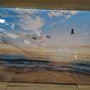 Goldfoilart Ocean Beach Sunset Canvas Wall Art for Bedroom Seagull Seascape Paintings Coastal Picture Framed Artwork for Bathroom Living Room Office Decor 20" x 40"