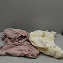 Momcozy Muslin Mini Crib Sheets Fitted - 38''x26'' Pack and Play Sheets for Pack N Play Mattress, 2 Pack Soft & Breathable Natural Cotton Non Slip Bed Cover for Boys, Girls, Beige Coffee Red