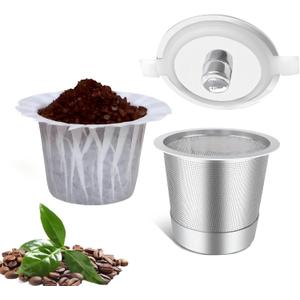 Haetyly 1 Pack Reusable K Cup with 100 Count Paper Coffee Filters for Keurig 1.0 and 2.0 Coffee Makers