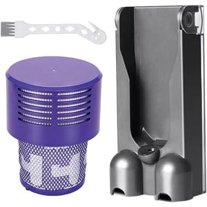 for Dyson V10(sv12) Vacuum Cleaners Hanger,Wall Mounted Docking Station & 1 Pack Filter- Filter and Accessories Bracket Compatible | Part no. 969042-01, Not Fit for Dyson V11 Vacuum Cleaner