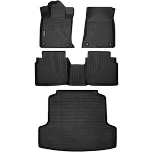 Binmotor-Floor Mats for Nissan Altima 2019 2020 2021 2022 2023 2024 2025, Front & 2nd Row & Cargo Liner Mat, TPE All Weather Mats Rubber Liners for Nissan Altima Car Mats Accessories