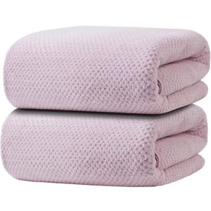 2-Pack Microfiber Bath Towels (27x54 Inches) - Ultra Soft & Quick Dry, 3X Absorbency, Lightweight for Gym, Yoga, Travel & Spa - Perfect for Home, Fitness & Post-Workout,(Purple)