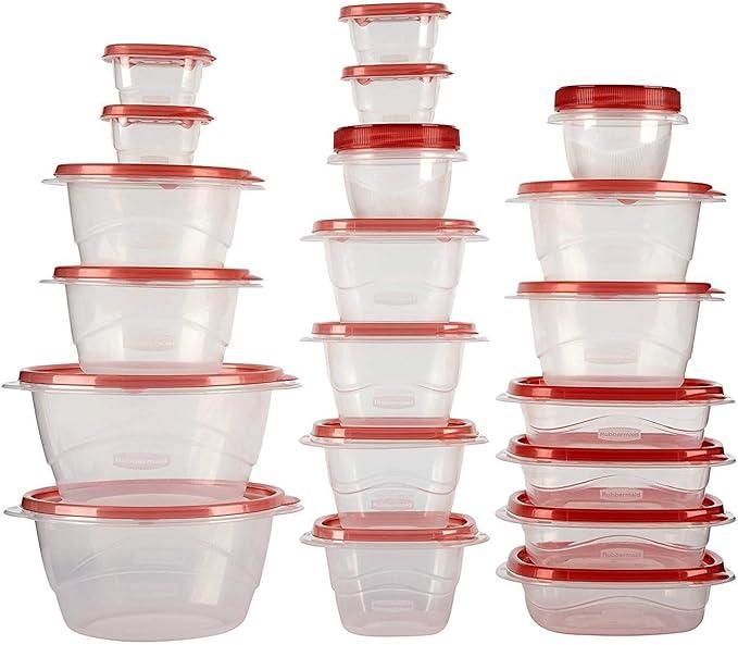 Rubbermaid TakeAlongs Assorted Food Storage Containers, Tint Chili, 40-Piece Set