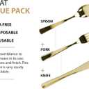 Gold Plastic Silverware Set, 160 Count, Extra Heavy Duty Flatware, Disposable Cutlery Utensils, 80 Forks, 40 Spoons, 40 Knives, Polished Gold, Bulk Pack