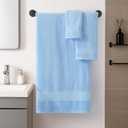 REDKISS 8 Piece Blue Towels Set - 100% Cotton Towels Set with 2 Large Bath Towels, 2 Hand, 4 Washcloths, 600 GSM Highly Absorbent Bath Towel Sets, Blue Quick Dry Shower Towel for Family Dorm Gym
