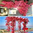 Set of 4-5.9Ft Long Artificial Bougainvillea Flowers Garland Silk Climbing Bougainvillea Vines for Wedding Arch Wall Backdrop Table Runner (Fuchsia - Pack of 4)