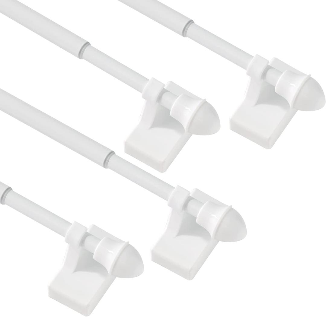 4 Pack Magnetic Curtain Rod for Metal Doors Windows,16 to 28 Inch,Multi-Use Adjustable Appliance for Iron and Steel Place,1/2 Inch Diameter, Tool Free,White