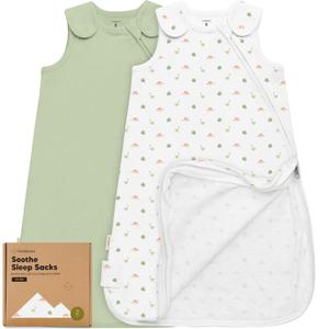 2-Pack Organic Baby Sleep Sacks, 100% Cotton - Soft & Breathable 0.5TOG Baby Wearable Blanket, Toddler Sleeping Sack 0-6 months, Easy to Wear Transitional Swaddles for Newborns, Infants(Roarsome, S)