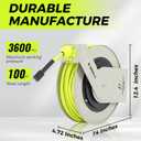 M MINGLE Retractable Pressure Washer Hose Reel, 1/4" 100ft Heavy Duty Professional Hose Reel, Auto Rewind Power Washer Hose Reel, Wall/Floor Mounted, 3600 PSI