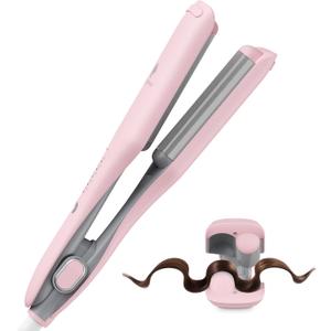 Curling Iron Hair Crimper Waver, MiroPure Waves Curling Wand 1 inch with 30S Fast Heating & PTC Heater, Deep Waver Hair Curler for Women, Dual Voltage, Pink
