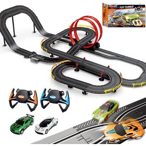 40FT Slot Car Race Track Set Electric Powered Super Loop Speedway with Four Cars for Kids with Sounds and Light Dual Racing Adult-Slot Car Set