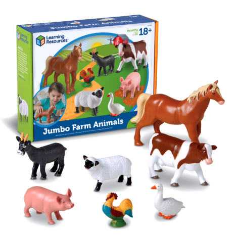 Learning Resources Jumbo Farm Animals Set - Educational Animal Toys for Toddlers, Ages 18mos+