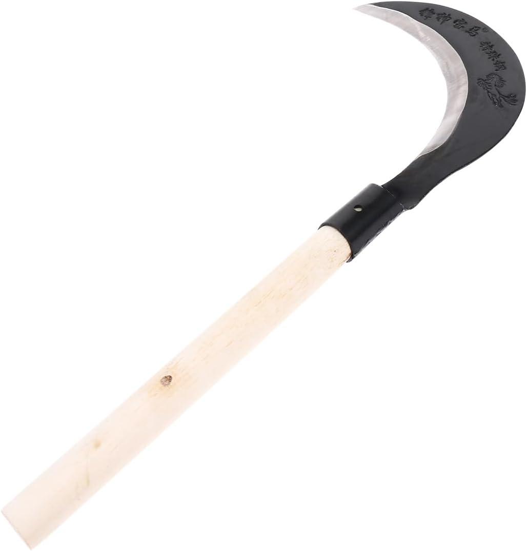 Yardwe Long-Handled Grass Sickle Hand Tool with Comfortable Grip for Weeding and Garden Cultivation Durable Manganese Steel Lawn Care Tool
