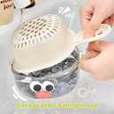 Kitchen Dual Layer Draining Basket with Handle,Double Drain Plastic Fruit Washing Bowl, Handy Mini Berry and Tomato Washer, Fruit Storage Container (Purple)