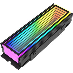 M.2 2280 ARGB Hard Drive Heatsink Cooling M2.2280 SSD Cooler 5V 3Pin Addressable RGB Sync Multi Mainboard Efficient Heat Dissipation SSD Radiator with Thermal Pad(Black)