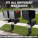 Zonon Newspaper Holder Black Medium Newspaper Box Weatherproof Heavy Duty Mailbox Accessory with Adjustable Bracket Rustproof Metal Outdoor Magazine Delivery Box for Post Mounted Mailbox