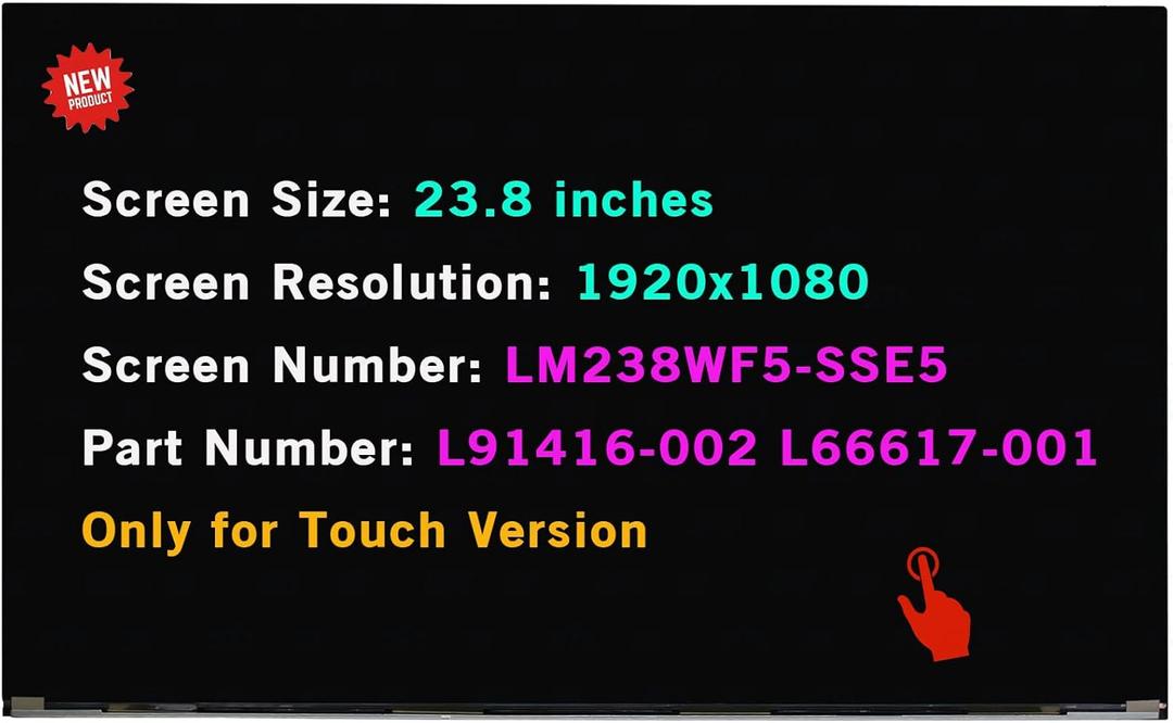 23.8" LCD Screen Replacement LM238WF5-SSE5 for HP 24-dp0014 24-dp1280 24-dp0124 24-dp0161 24-dp0224 24-dp0140z 24-dp0158qe 24-dp0160 24-dp0180 LM238WF5 SS E5 Touch Display Panel 1920x1080 FHD