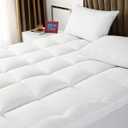 King Mattress Topper - Extra Thick Mattress Pad Cover - Pillow Top with Soft Breathable Spiral Fiber Filling, 8-21 Inch Deep Pocket, Cooling, White