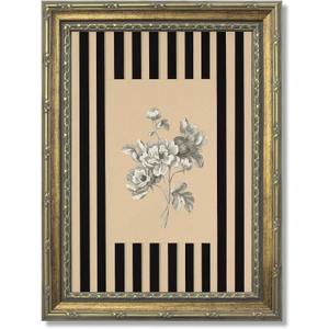 yByCute Vintage Floral Wall Art, Gold-Tone Framed Canvas, 16 x 24 Inches
