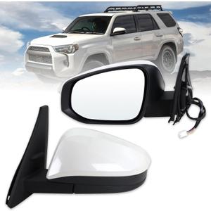 Left Driver Side Mirror Compatible With 2014-2025 Toyota 4Runner With Manual Folding Power Glass Heated White Replace#87940-35B60 TO1320312(5Pins)