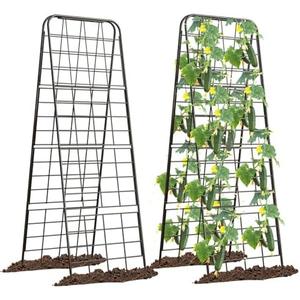 Heavy Duty 50"x17" Adjustable A-Frame Trellis for Climbing Plants – Rust-Proof Metal Garden Trellis with Dense Grid Design, Perfect for Raised Beds, Tomatoes, Cucumbers & Outdoor Vines (Black, 2 Pcs)