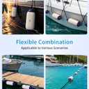 OCEANBROAD Boat Fenders 4 Pack, Inflatable Ribbed Boat Bumpers for Docking with 4 Ropes, Pump & Needles, PVC Fenders, Reinforced Dual Eyelets for Vertical/Horizontal Hanging, UV Resistant