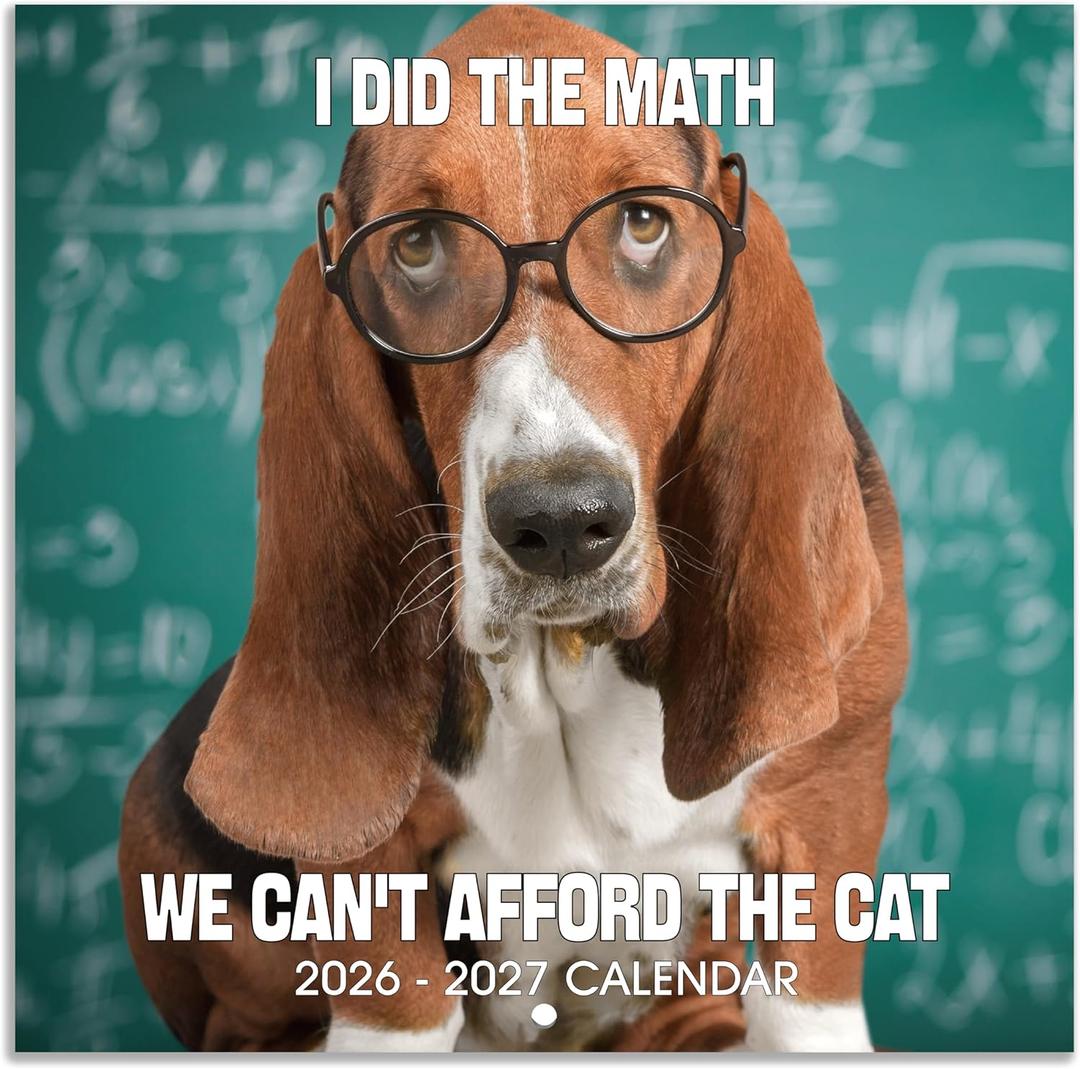 2026-2027 Wall Calendar - Funny Dogs Wall Calendar 2026-2027, Jul. 2026 - Dec. 2027, 12" x 24" (Open), 18-Month Calendar, Dog Calendar, Unruled Blocks, Thick Paper, Hanging Hole, Holidays