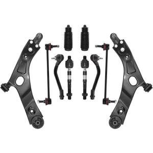 10 PCS Suspension Kit Front Lower Control Arm and Ball Joints Sway Bar Link Tie Rod Bellows Compatible With 2010-2013 Hyundai Tucson Kia Sportage